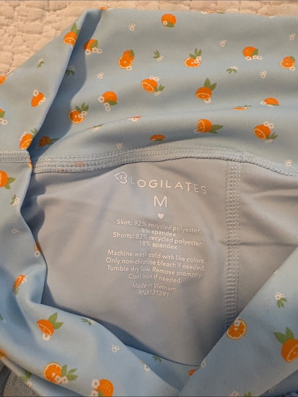 Blue Floral Tiered Mini Skort with Orange Print - Picture 4 of 5